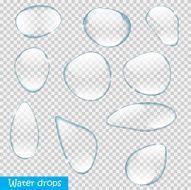 Realistic Water Drops Set On Transparent Background Vector Illus N4