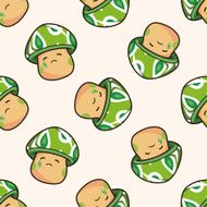 mushroom cartoon seamless pattern background N6