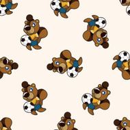 Animals play football cartoon seamless pattern background N10