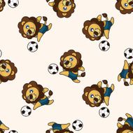 Animals play football cartoon seamless pattern background N11