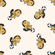 Animals play football cartoon seamless pattern background N12