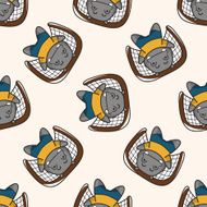Animals play football cartoon seamless pattern background N13