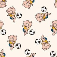 Animals play football cartoon seamless pattern background N14
