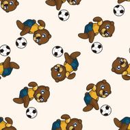 Animals play football cartoon seamless pattern background N16