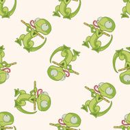 animal lizard playing instrument cartoon seamless pattern background
