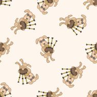 animal dog playing instrument cartoon seamless pattern background N8