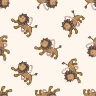 circus animal cartoon seamless pattern background N19