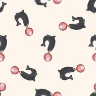circus animal cartoon seamless pattern background N20