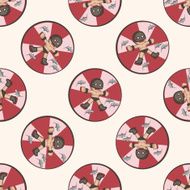 circus juggler cartoon seamless pattern background N2