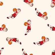 basketball player cartoon seamless pattern background N19