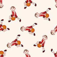 basketball player cartoon seamless pattern background N20