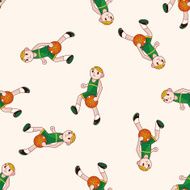 basketball player cartoon seamless pattern background N22