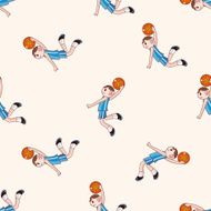 basketball player cartoon seamless pattern background N23
