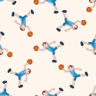 basketball player cartoon seamless pattern background N24