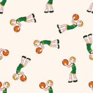 basketball player cartoon seamless pattern background N25