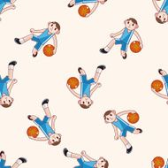 basketball player cartoon seamless pattern background N26