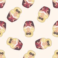Matryoshka Russian traditional wooden doll cartoon seamless pattern background N58