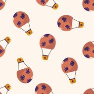 style hot air ballon cartoon seamless pattern background N30