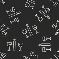 doodle candlelight dinner seamless pattern background N2