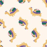 animal turtle cartoon seamless pattern background N15