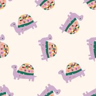animal turtle cartoon seamless pattern background N22