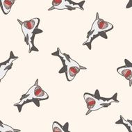 sea animal shark cartoon seamless pattern background