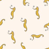 sea animal seahorse cartoon seamless pattern background