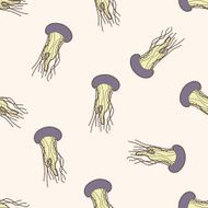 sea animal coral cartoon seamless pattern background N2