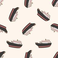 Transportation boat cartoon seamless pattern background N66