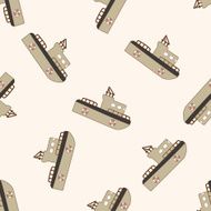 Transportation boat cartoon seamless pattern background N69