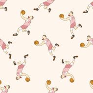 basketball player cartoon seamless pattern background N27