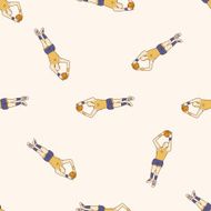 basketball player cartoon seamless pattern background N29