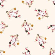 basketball player cartoon seamless pattern background N30
