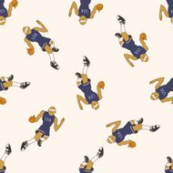 basketball player cartoon seamless pattern background N31