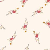 basketball player cartoon seamless pattern background N33