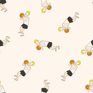basketball player cartoon seamless pattern background N34