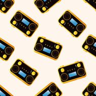 radio cartoon seamless pattern background N51