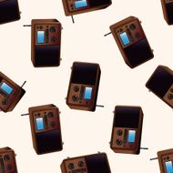 radio cartoon seamless pattern background N53
