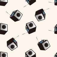 radio cartoon seamless pattern background N56