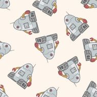 robot cartoon seamless pattern background N81