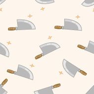 kitchenware knife cartoon seamless pattern background N5