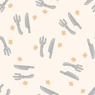tableware cartoon seamless pattern background N3