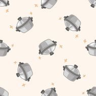 kitchenware rice cooker cartoon seamless pattern background N2