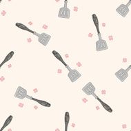 kitchenware spatula cartoon seamless pattern background N9