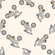 transportation bike cartoon seamless pattern background N37