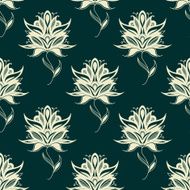 Seamless pattern paisley flowers on twining stems