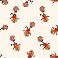 circus clown cartoon seamless pattern background N16