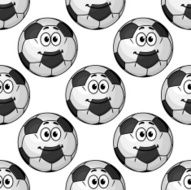 Cartoon cute soccer ball characters seamless pattern