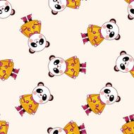 animal panda winter cartoon seamless pattern background