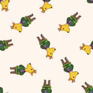 animal giraffe winter cartoon seamless pattern background